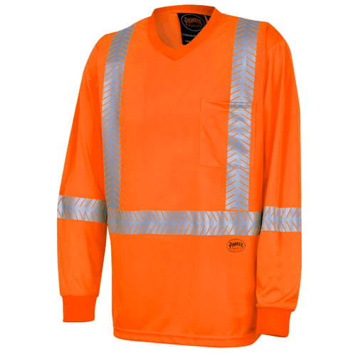 Hi-Viz 50+ UV Protection, Coolpass Ultra-Cool, Ultra-Breathable Long-Sleeved Safety Shirt with Chest Pocket 6904A/6905A   Safety Supply Canada