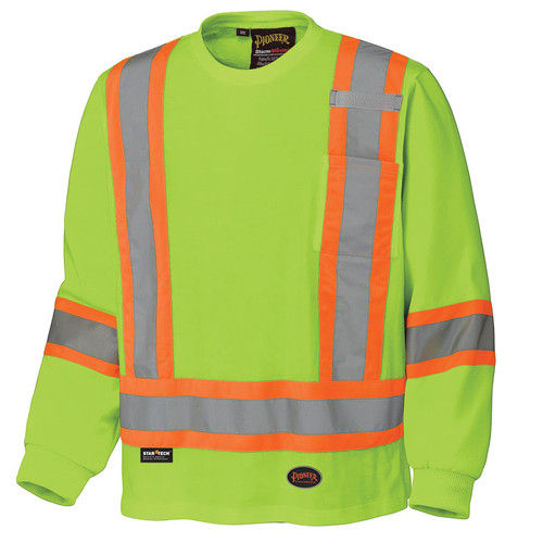 Hi-Vis 100% Cotton Long-Sleeve Shirt - CSA, Class 1 - Pioneer - 6982 Yellow