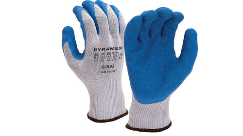 10g Hang Tagged Knit Liner Crinkle Latex Glove | Case of 120 | Pyramex GL503HT Safety Supply Canada