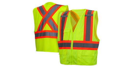 Hi-vis Lightweight Polyester Vest with Contrasting Reflective Tape Case of 50 Pyramex RCZ2410/RCZ2411/RCZ2420 Safety Supply Canada