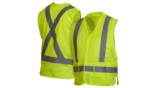 Hi-Vis Lightweight Polyester Mesh Lime Vest with Reflective Tape Case of 50 Pyramex RCA2510 Safety Supply Canada