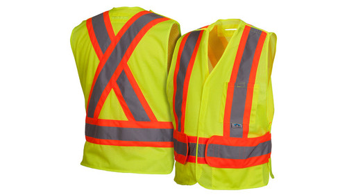 RCA27 Series Hi-Vis Lime Vest with Contrasting Reflective Tape Case of 50 Pyramex RCA2710 Safety Supply Canada