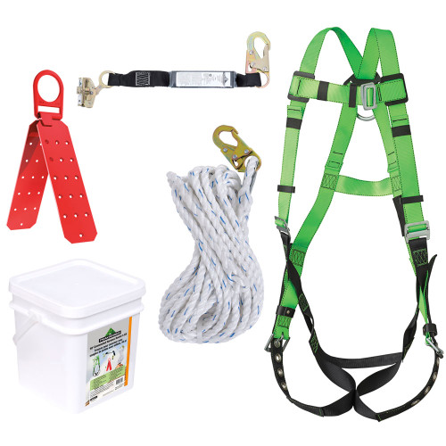 Grommeted Roofer's Kit - Reusable Bracket - ADP Rope Grab - SP Lanyard - 50' (15.2M) RK8-50   Safety Supply Canada