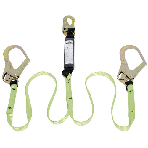 Shock Absorbing Lanyard - SP - Twin Leg - Snap & Form Hooks - 110 - 220 Lb Capacity   Safety Supply Canada