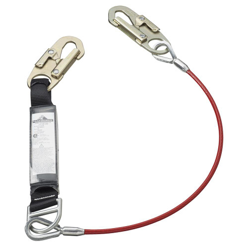 Shock Absorbing Lanyard - SP - Single Leg - PVC Coated Cable - Snap Hooks - 110 - 220 Lb Capacity   Safety Supply Canada