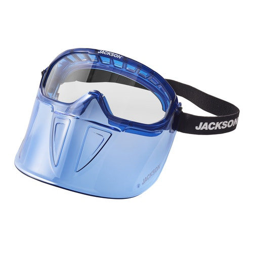GPL500 Blue Goggle w/ Blue Flip up chin guard - Clear AF | Jackson Safety