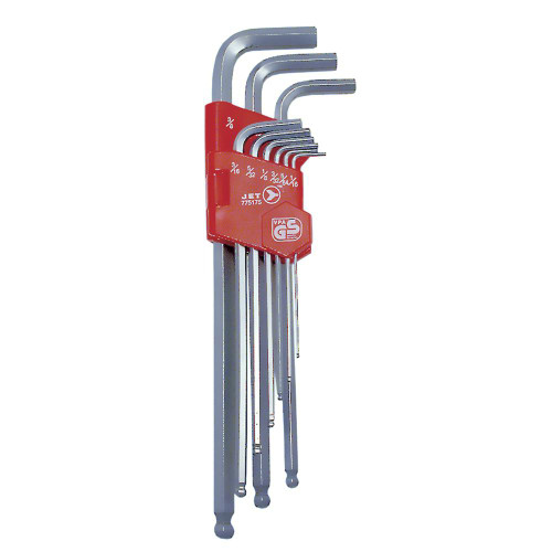 9-PC SAE Extra Long Ball Nose Hex Key Set | Case of 36 | JET 775175 Safety Supply Canada