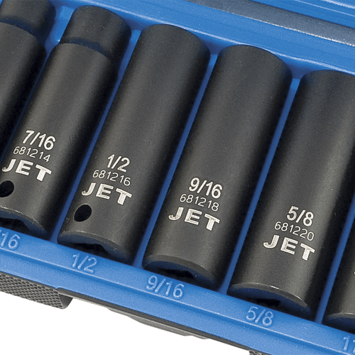 8-PC 3/8" DR Deep SAE Impact Socket Set - 6 Point | Case of 12 | JET 610203 Safety Supply Canada