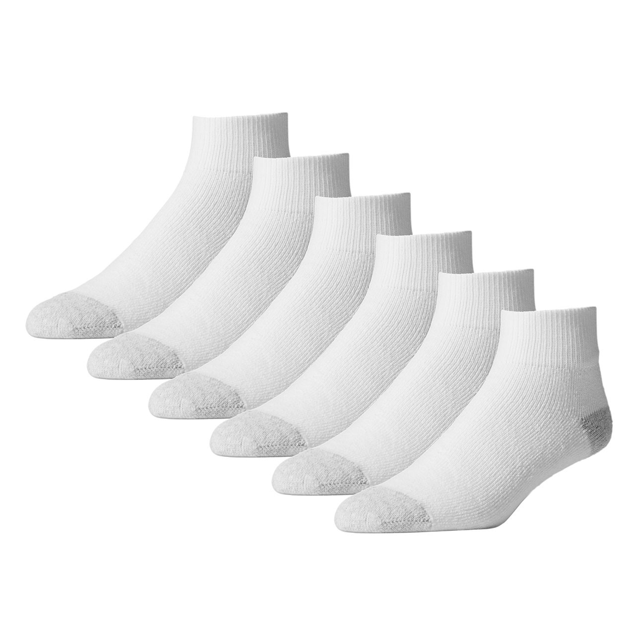 American Made Cotton Crew Socks-12 Pair 9-11 White/Pink Heel and