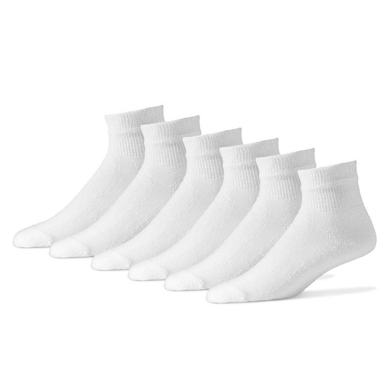 Physician's Choice Diabetic Quarter Socks White - White