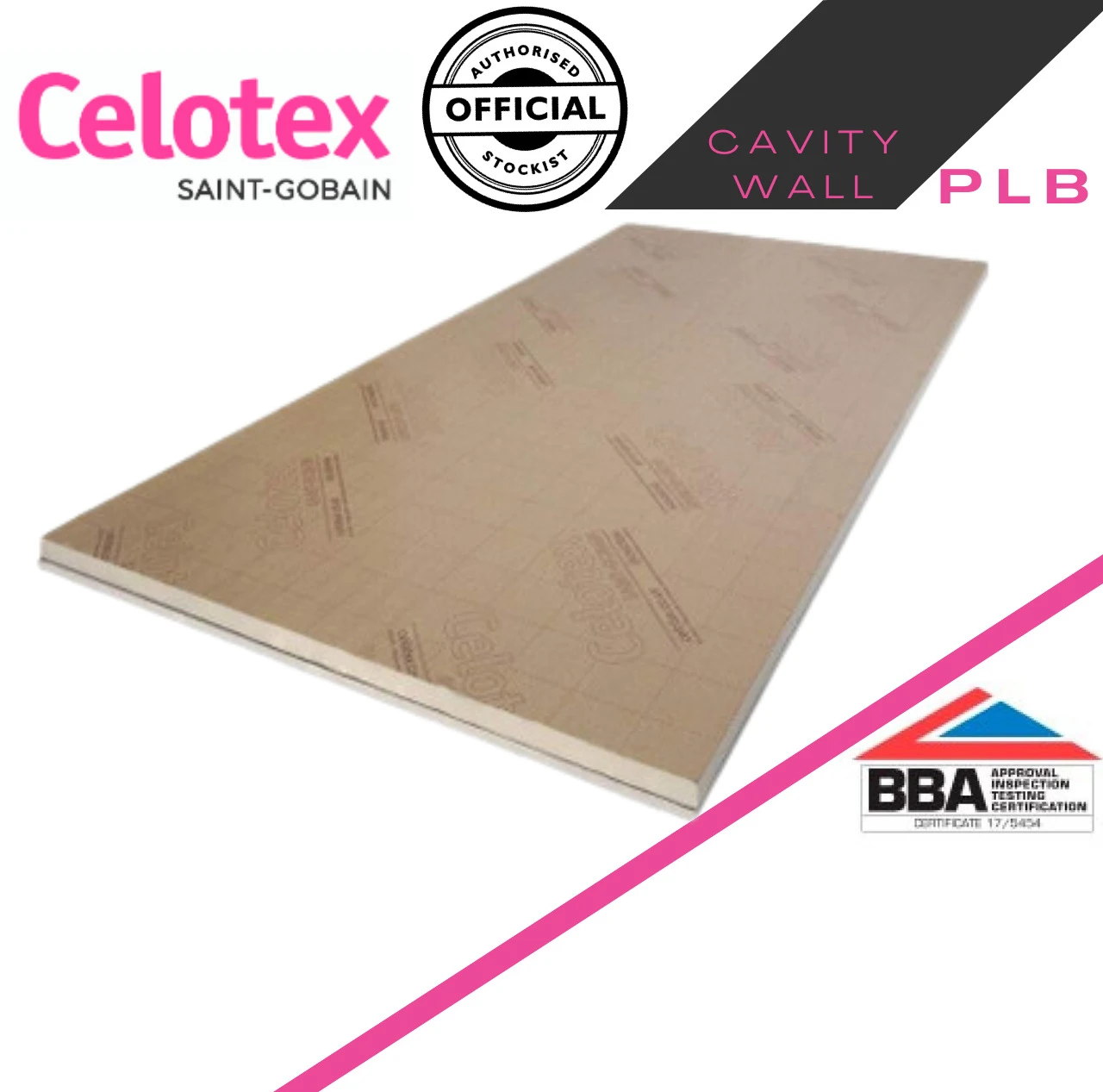 52.5mm - Celotex Insulated Plasterboard PL4040 1.2m x 2.4m  778057 CLO-51113