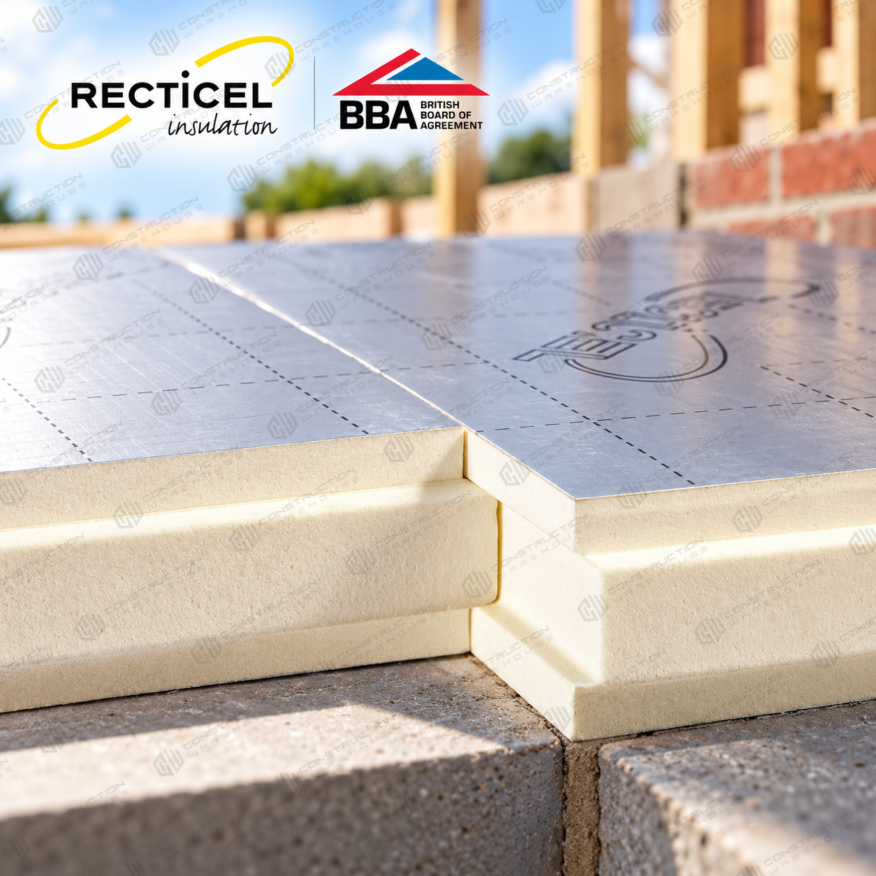 60mm Recticel Eurothane GP PIR Insulation Board - 2400mm x 1200mm x 60mm