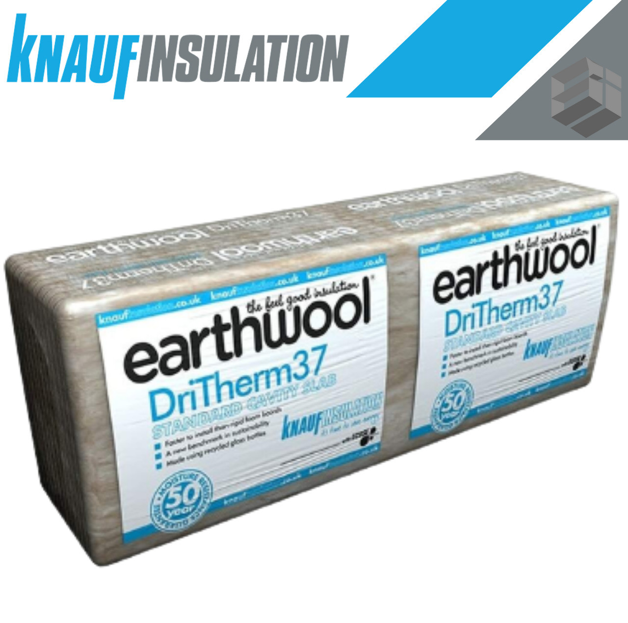 100mm - Knauf DriTherm 37 100mm Cavity Wall Slab 6.55m2/Pack 10010048 KNF-50259