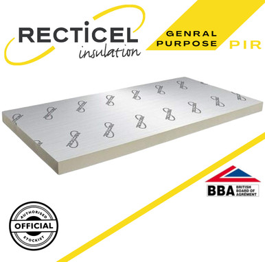 100mm- Recticel Eurothane GP PIR Rigid Insulation Board - 2.4m x 1.2m x 100mm