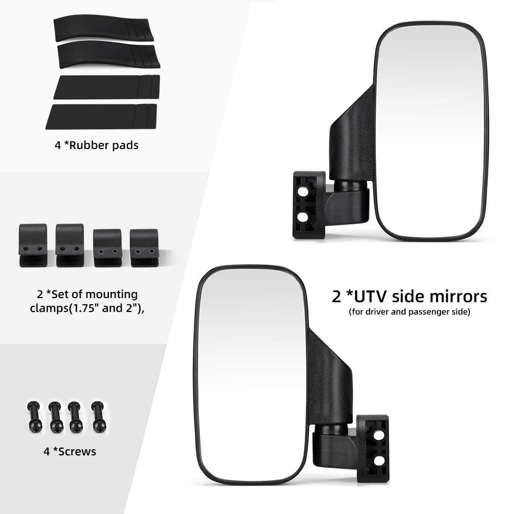 Kubota RTV/RTV-X Adjustable Rear View Mirror & Side Mirrors by Kemimoto ...