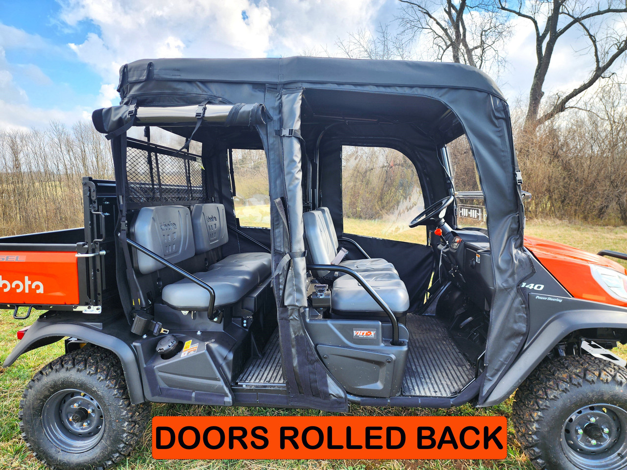 Kubota RTV X 1140 Soft Doors by 3 Star Industries - KUBX14-DOF-XXX-EKR