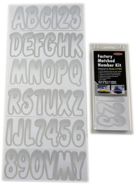 Kubota RTV Boat Lettering White/Silver 3″ Registration Kit by Hardline Products