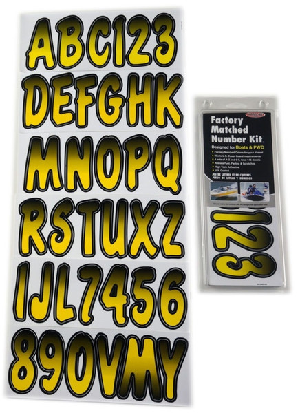 Kubota RTV Boat Lettering Yellow/Black 3″ Registration Kit