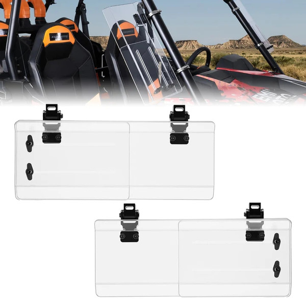 Kubota RTV / RTV-X / Sidekick 1.5-2.2" Roll Bar UTV Side Wind Deflectors (2Pcs) by Kemimoto