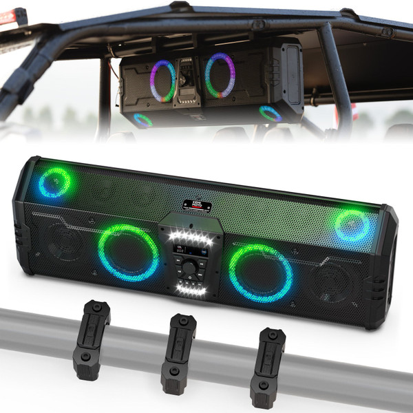 Kubota RTV Midnight 90 Roof Soundbar Bluetooth 10 Speakers RGB Lights IP66 Waterproof Dustproof by Kemimoto