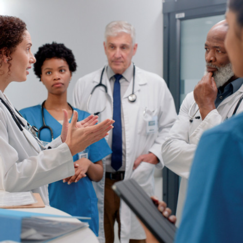 Doctors and nurses collaborating in an office