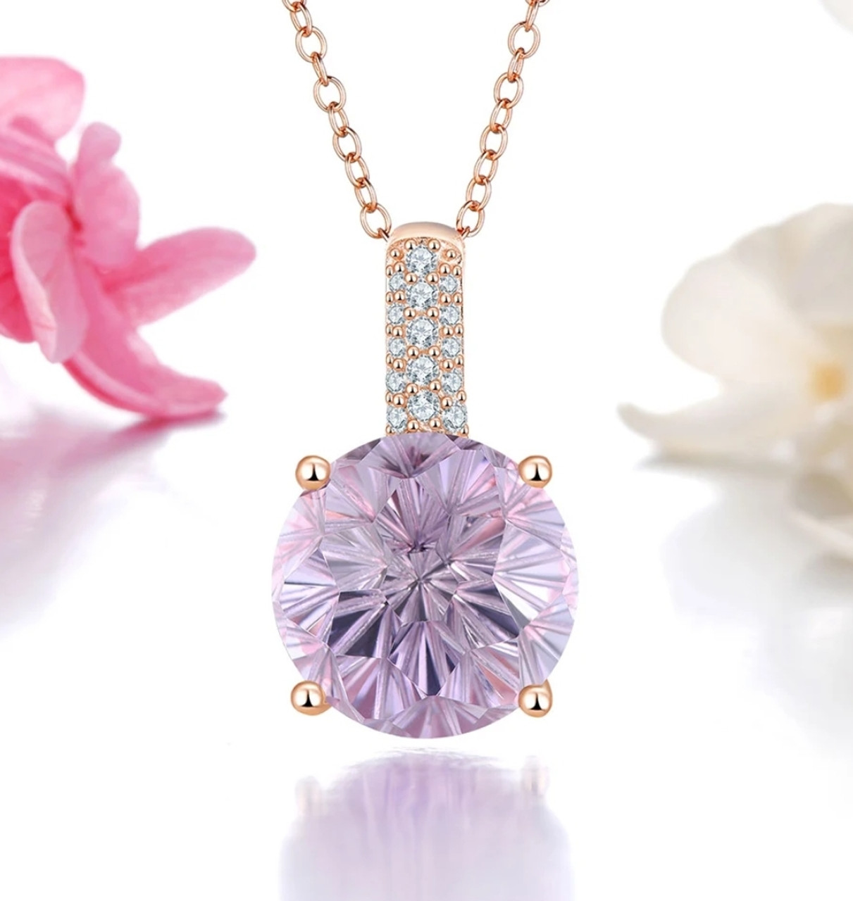 4 cts Pink Amethyst and Sapphire Necklace in 14K Rose Gold by Le Vian -  BirthStone.com