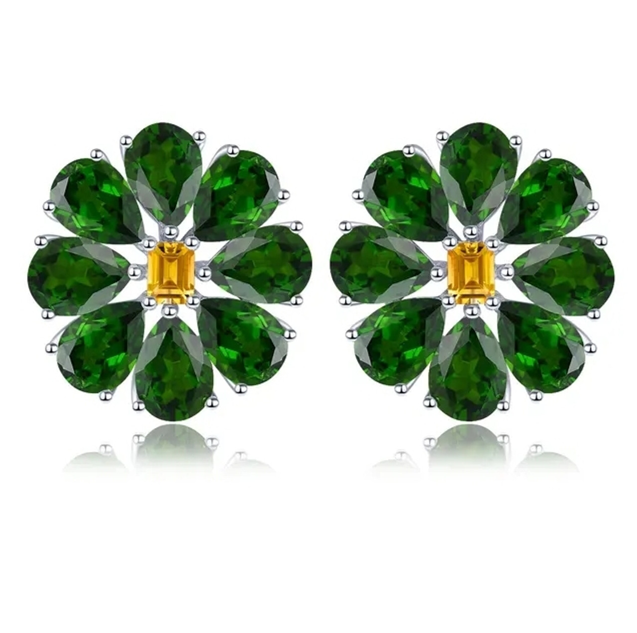 Diamond Accent Genuine Green Peridot 10K Gold Drop Earrings