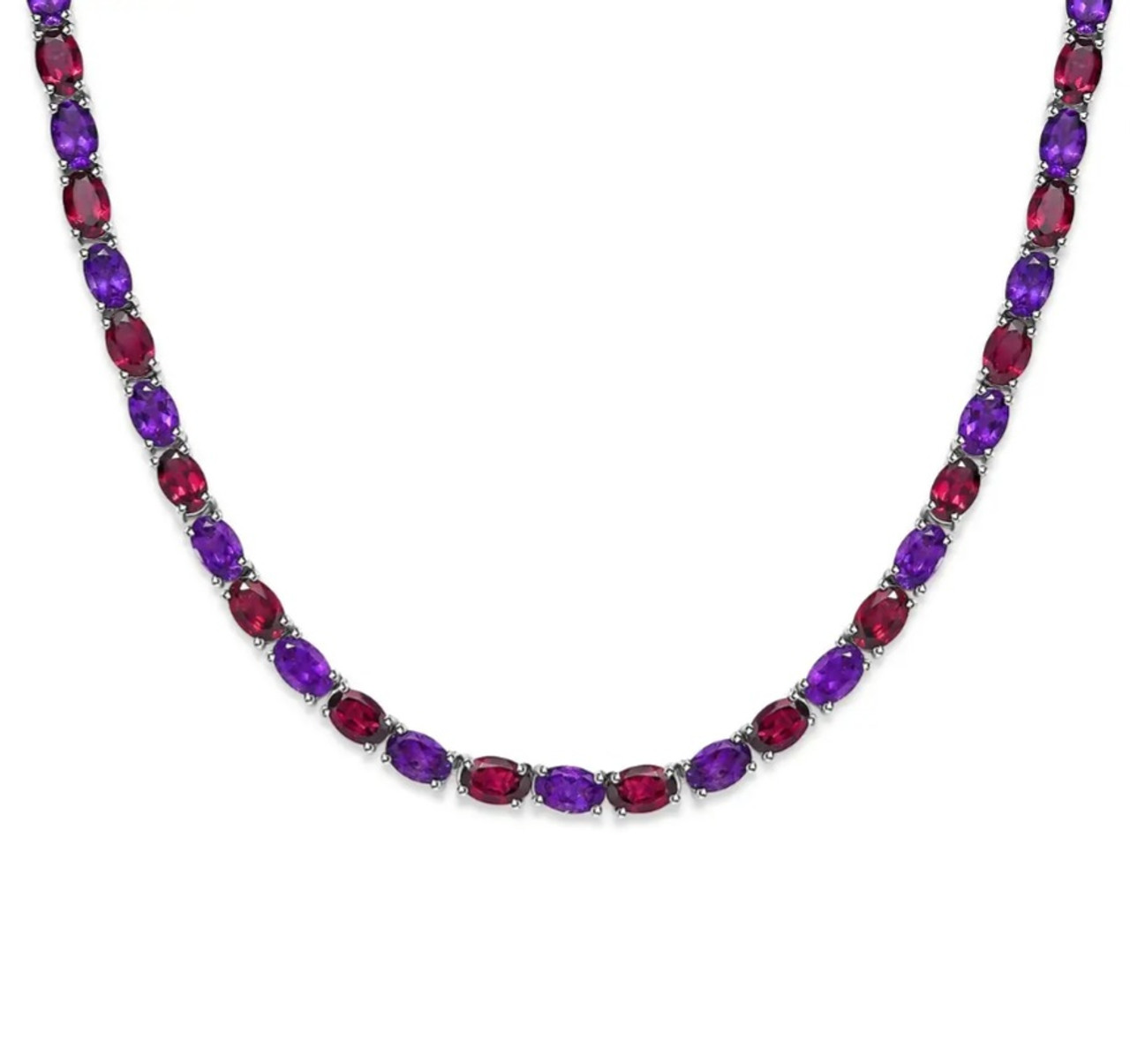 14 Karat White Gold Topaz, Amethyst, Garnet & Diamond Neckla | Bluestone  Jewelry | Tahoe City, CA