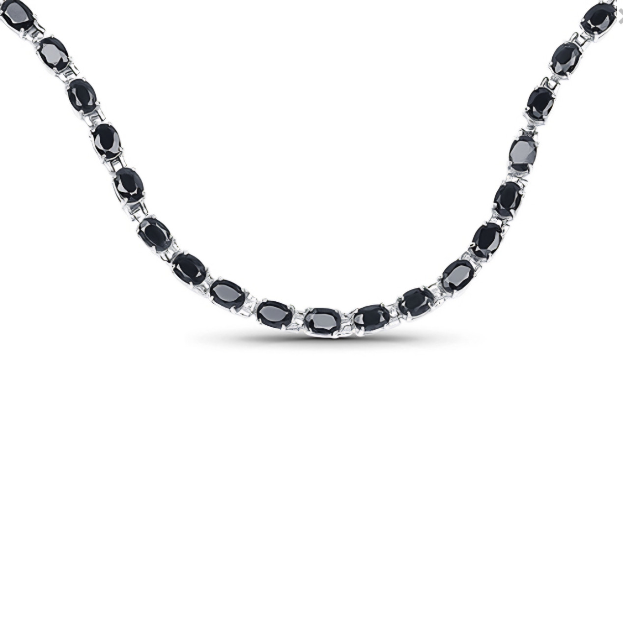 Lab-Created White Sapphire Tennis Necklace in Sterling Silver