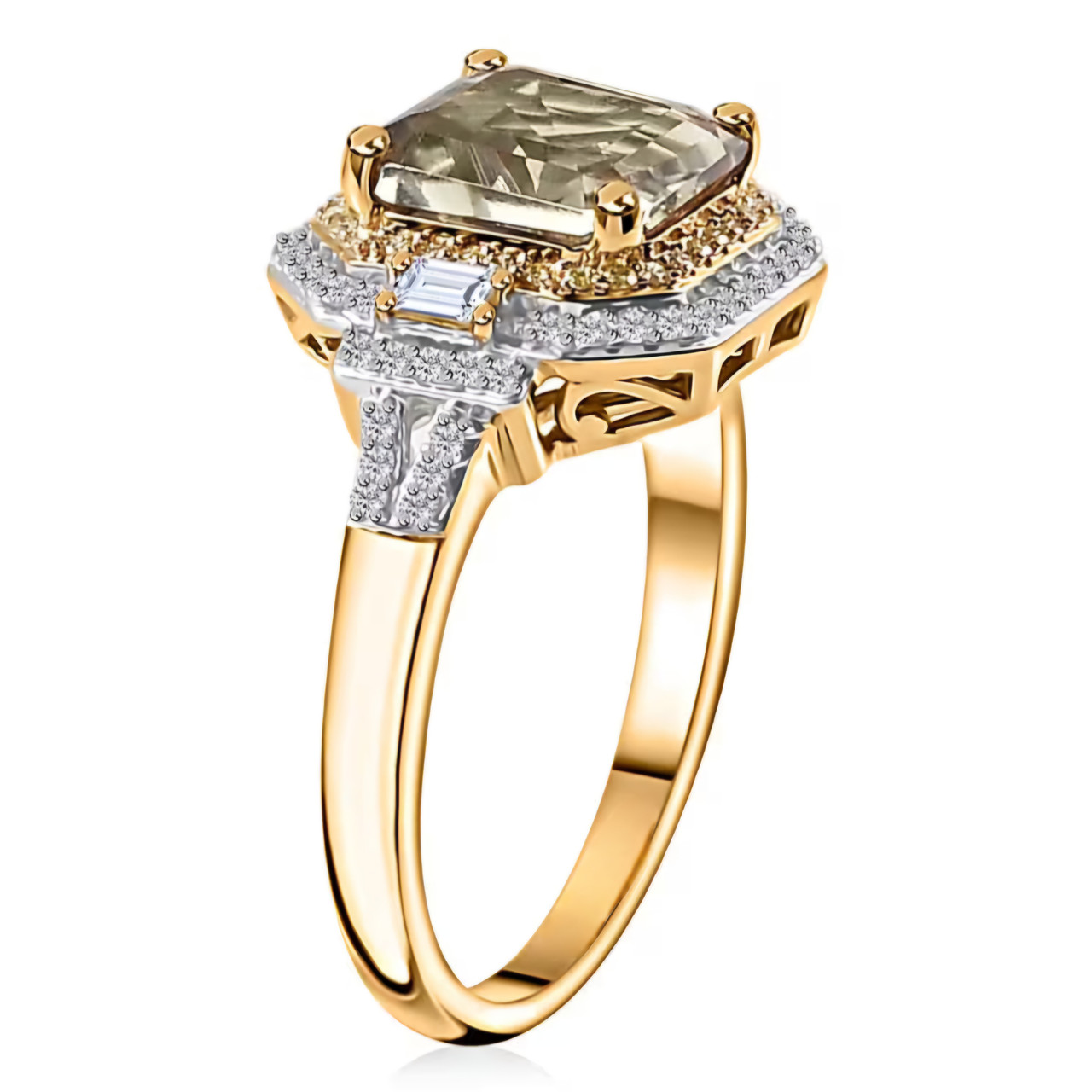 Turkizite, Yellow/White Diamond Ring In 14K Yellow Gold 4.45ctw