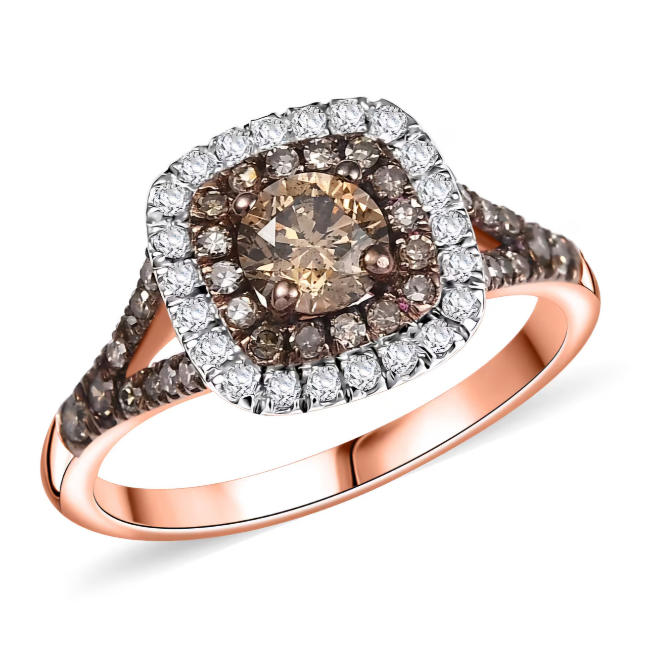 Champagne White Diamond 18K Rose Gold over Sterling Silver