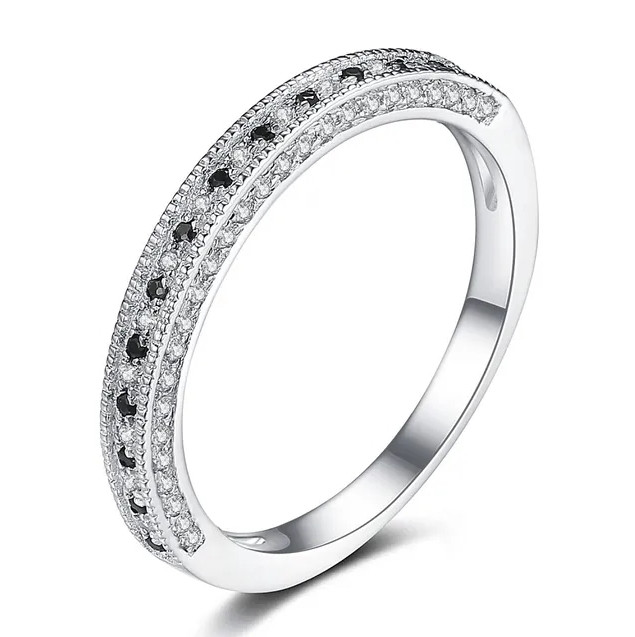 Black Spinel Band Ring in Black Rhodium over Sterling Silver 0.50ctw ...