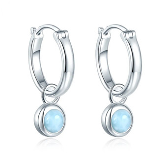 larimar dangle hoop earrings in rhodium over sterling silver