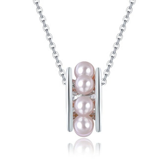 front view of freshwater pearl circle pendant necklace in rhodium over sterling silver