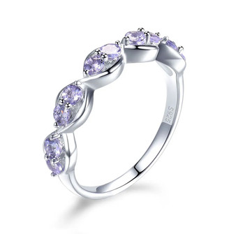 tanzanite wavy band ring in rhodium over sterling silver
