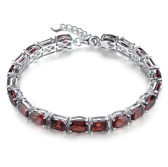 garnet adjustable rhodium over sterling silver tennis bracelet front
