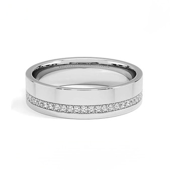 modern moissanite mens wedding band ring in rhodium over sterling silver