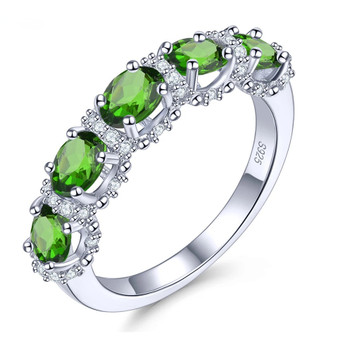 oval chrome diopside and white zircon band ring in rhodium over sterling silver