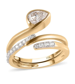 moissanite 2 ring stackable set in 10k yellow gold