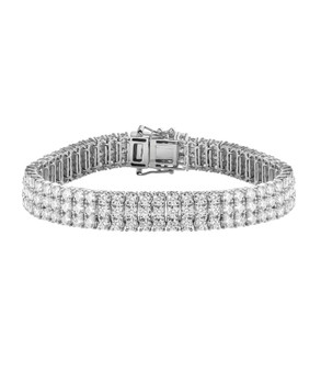 moissanite triple row tennis bracelet in rhodium over sterling silver