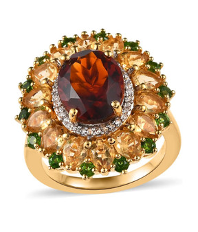 madeira citrine and multi gem ring in 18k yellow gold over sterling silver front