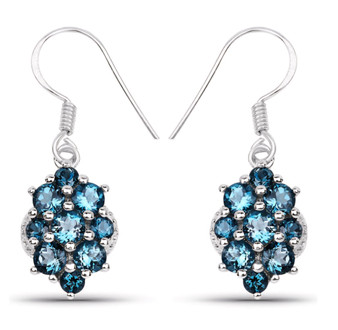 london blue topaz fishhook earrings in rhodium over sterling silver
