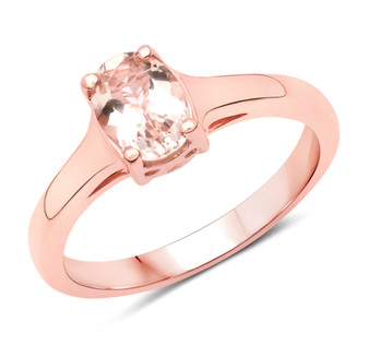 oval morganite solitaire wedding ring in 18k rose gold over sterling silver