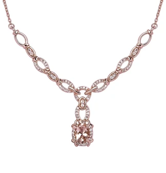 morganite and white zircon necklace in 18k rose gold over sterling silver