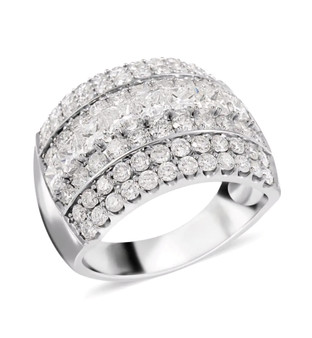 diamond wide band statement ring in 14k white gold