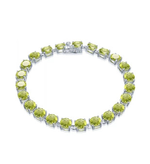 round peridot tennis bracelet in rhodium over sterling silver