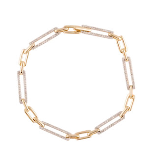 diamond paper clip bracelet in 10k yellow gold