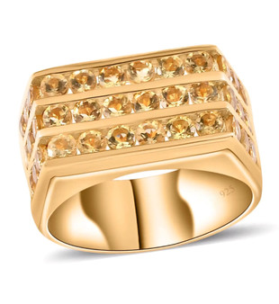 heliodor gents ring in 18k yellow gold over sterling silver