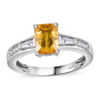 heliodor and white zircon ring in rhodium over sterling silver
