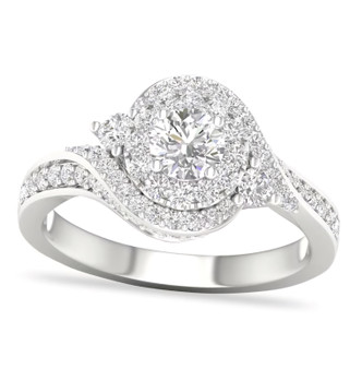 diamond bypass double halo ring in 14k white gold
